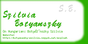 szilvia botyanszky business card